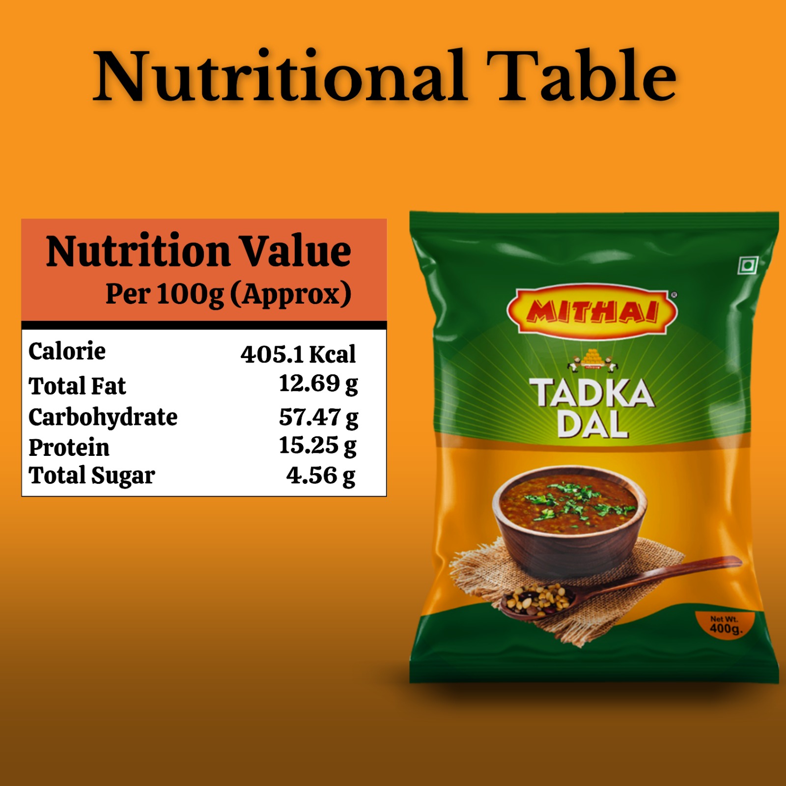 Mithai Ready to Cook Tadka Dal- 800gm (Pack of 2*400)