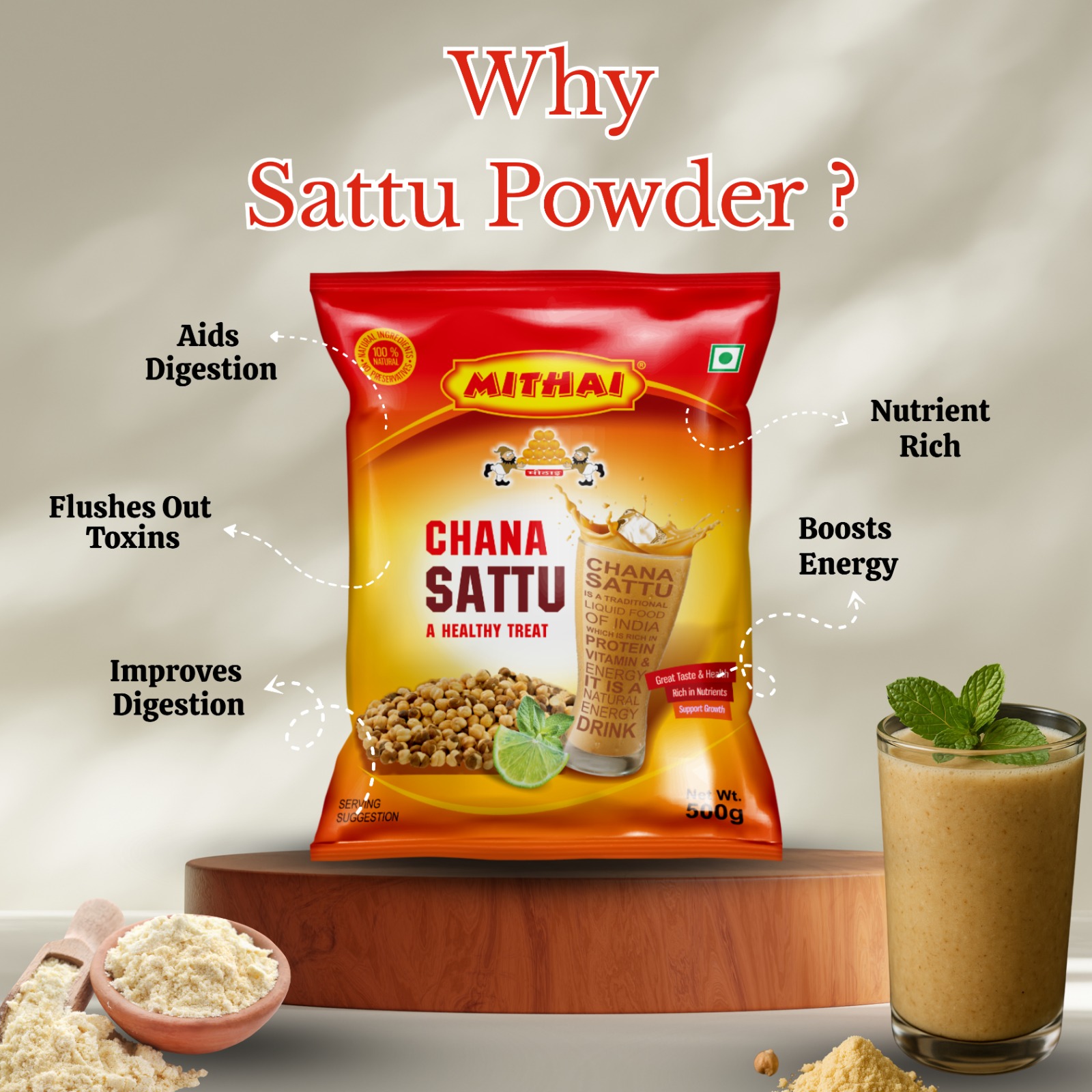 Mithai Chana Sattu-1KG (Pack of 2)