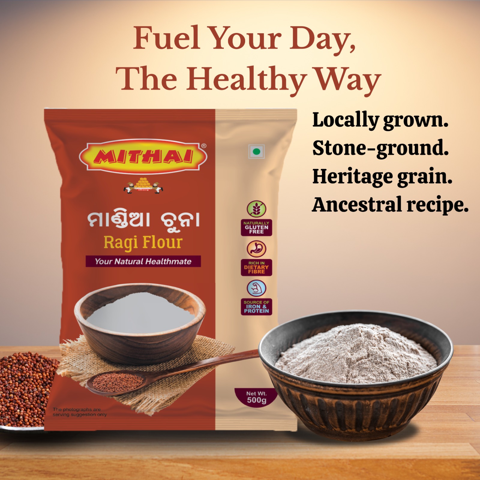 Mithai Ragi Flour-1KG (Pack of 2*500)